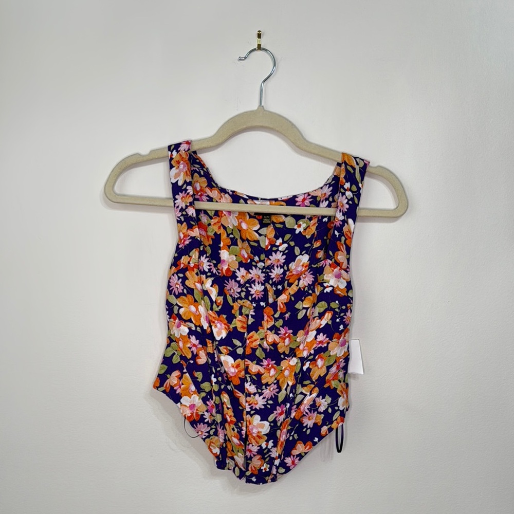 AFRM Delilah Hook-&-Eye Corset like top colorful floral print Top New with tag